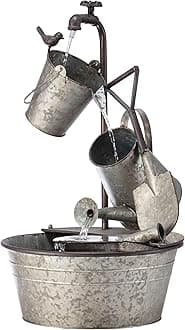 71 cm Tall Outdoor 3-Tier Metal Garden Tools Water Fountain, Grey