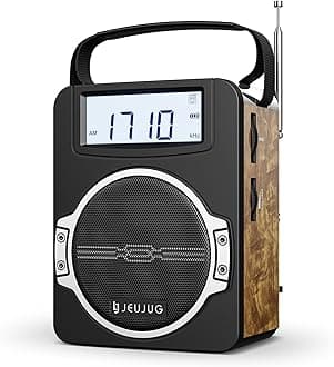 Portable Radio AM FM Digital Radio with Bluetooth, 5 Watt, Rechargeable Speaker, AM FM Radio, Wall Socket, Battery Operated, Best Reception for Home Outdoor