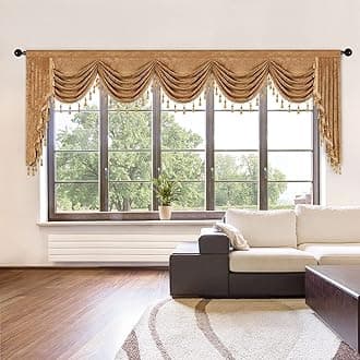 ELKCA Thick Chenille Window Curtains Valance for Living Room Bronze Waterfall Valance for Bedroom,1 Panel (Bronze, W138)