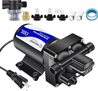 Water Pressure Booster Pump, 110V AC Water Diaphragm Pump, 5.5GPM 75PSI with Power Plug, Self Priming RV Water Pump for Home Kitchen Bathroom RV Marine Yacht Garden Hose Black