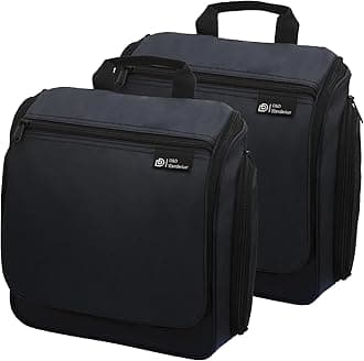 D&D Hanging Travel Toiletry Bag for Men and Women – Large Cosmetics, Makeup and Toiletries Organizer Kit with 10 Compartments, YKK Zippers, XXL Metal Swivel Hook, Water-Resistant Nylon