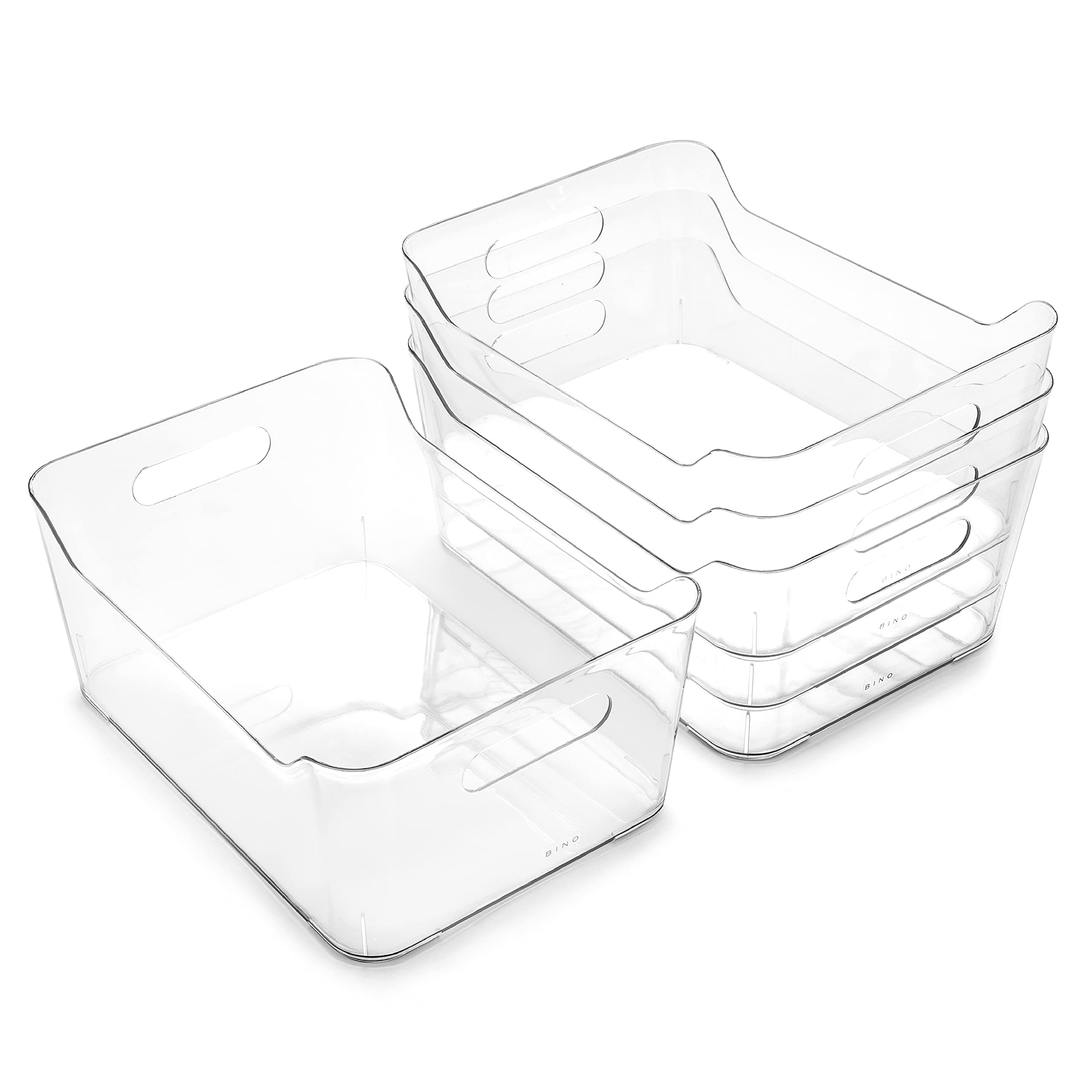 BINO | Plastic Organizer Bins, Large - 4 Pack | The SOHO Collection | Multi-Use | Pantry & Freezer Organizer Bins | Plastic Storage Containers for Home & Kitchen Org