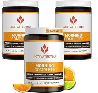 Morning Complete Daily Wellness Greens Superfood Drink Mix for Gut Health w/Prebiotics, Probiotics, Antioxidants, Green Superfoods, 10 Billion CFUs (3 Pack, Citrus Medley)