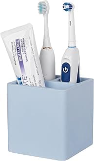 Diatomite Toothbrush Holders for Bathrooms, Electric Toothbrush and Toothpaste Holder 3 Slots Tooth Brush Organizer for Bathroom Countertop, Shower, Vanity - Blue