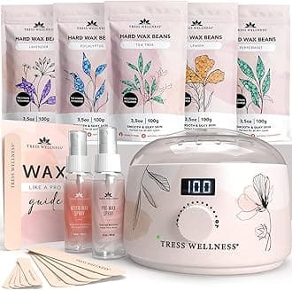Tress Wellness Waxing Kit for Brazilian Wax - Easy to Use - For Sensitive Skin - Digital Display, Flower Pink