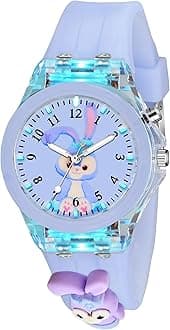 SWADESI STUFF Cute Cartoon Multi Color Lights Rubber Strap Analog Children Watch for Girls, Teddy