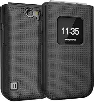 Polycarbonate Case for Nokia 2720 V Flip Phone, [Black] Protective Snap-On Hard Shell Cover [Grid Texture]