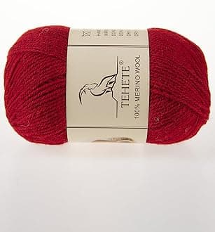 TEHETE 100% Merino Wool Yarn for Knitting 3-Ply Luxury Warm Soft Lightweight Crochet Yarn(Maroon,3Balsl)