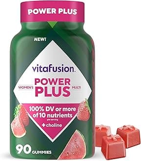 Power Plus Women’s Multivitamin Gummies, 100% Daily Value or More of 10 Nutrients, Helps Support Nerve, Energy Metabolism, Bone & Immune Health, Strawberry & Watermelon Flavor, 90 Count