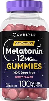 Carlyle Melatonin Gummies 12mg | 100 Count | Berry Flavor | Vegan Supplement | Non-GMO, Gluten Free