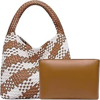 Women Vegan Leather Hand-Woven Tote Handbag Fashion Shoulder Top-handle Bag All-Match Underarm Bag with Purse