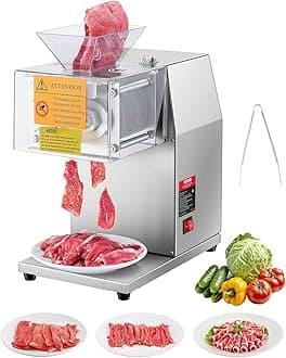 VEVOR 850W Meat Slicer, Commercial Meat Cutting Machine, Stainless Steel, 5 mm Thickness, Detachable Blades, Electric Food Slicer for Home Kitchen Restaurant Supermarket