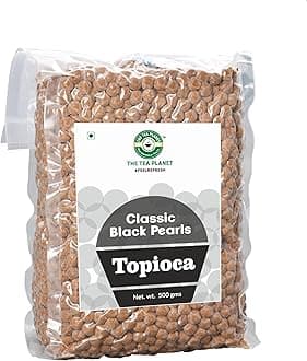 Tea Planet Tapioca Pearls – Classic Black Boba – 500g | Instant-Ready Chewy Pearls for Bubble Tea, Milk Tea, Mocktails, Ice Cream & Desserts | Vegan-Friendly, Non-GMO & Easy to Prepare (500gms, Black pearls)