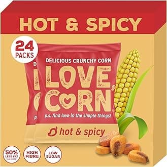 Hot & Spicy Crunchy Corn Snack | 24 x 20g Bags | Kosher, Vegan, Gluten-Free | Simple Ingredients, Low Calorie, Low Sugar | Great For Lunchbox & On The Go | Perfect Healthy Graze | UK Made