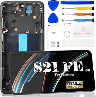SRJTEK TFT for Samsung Galaxy S21 FE 5G LCD Screen Replacement for Samsung Galaxy S21 FE 5G LCD Display for SM-G990 Touch Screen Digitizer Assembly Repair Parts Kits with Frame(Black)