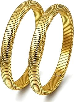 18K Gold Plated Bracelets for Women Gold Bangles for Women Chunky Bangle Bracelets for Women Bracelets Stack Tarnish Free Bangle Set of 3 for Women Accessories for Her Gifts