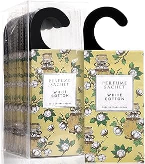 ROSE COTTAGE Large 12 Packs White Cotton Hanging Closet Deodorizer Air Freshener Long Lasting Scented Sachets Smell Goods for House