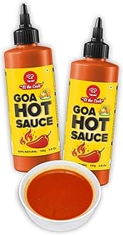 EL The Cook Goa Hot Sauce | No MSG, Artificial Colour Or Flavour Added | Using Goa Peri Peri Chilis & Goa Vinegar for a Spicy, Punchy Taste | Natural, Fat-free, Vegan, Gluten-free | Pack of 2 x 110g