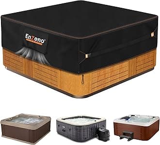 Enzeno Outdoor SPA Hot Tub Cover Waterproof Square 73 x 62 inch fit 72 x 61 or 71 x 60 or 70 x 59 420D Heavy Duty Cub Hot Tub Lid Protectors Protective Cover Cap