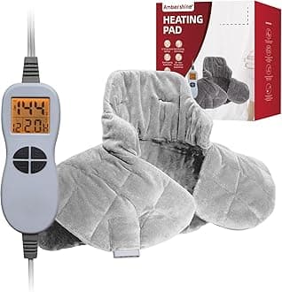 AmbershineAmbershine 19''x24'' Weighted Neck & Shoulder Heating Pad, 2.5lbs with 12 Temperature Settings& 4 Auto-Off Timers, Pain Relief for Neck/Shoulder/Back, Christmas Gifts for Women Men Mom Dad(Light Gray)