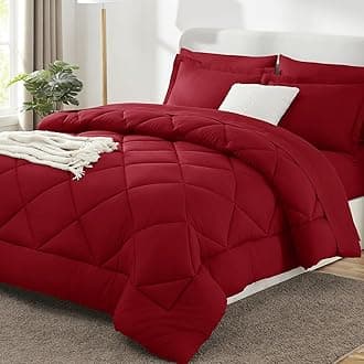 CozyLux King Size Comforter Set Dark Red - 7 Pieces Bed in a Bag King, Luxury Soft Bed Set for All Seasons, Bedding Set with Down Alternative Comforter, Sheets, Pillowcases & Shams