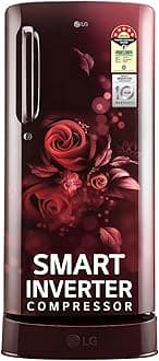 LG 185 L 5 Star Inverter Direct-Cool Single Door Refrigerator (GL-D201ASEU, Scarlet Euphoria, Base stand with drawer)