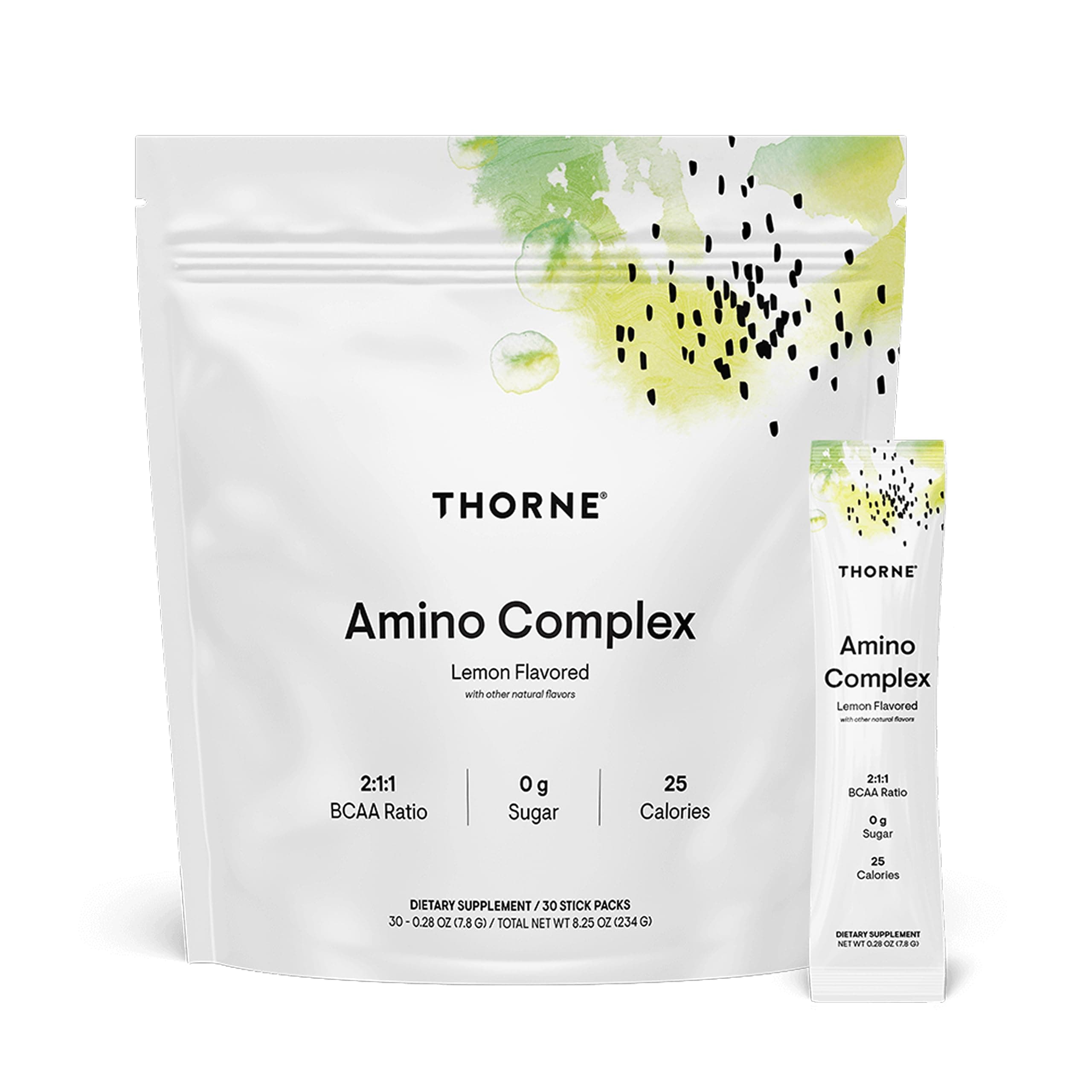 Thorne Amino Complex - Clinically-Validated EAA and BCAA Powder for Pre or Post-Workout - Promotes Lean Muscle Mass and Energy Production (30 Servings (30 Stick Packs), Lemon Flavor)