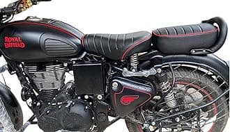 Sahara Seats Royal Enfield Classic 350/500 Leather Finish Seat Cover Black and Red