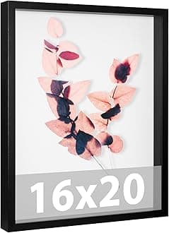 - Califortree Large 16x20 Shadow Box Frame with Soft Linen Back - Memory Display Case, Shatterproof Plexiglass, 12 Push Pins Included, Black