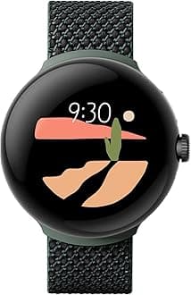 Google Pixel Watch LTE Smartwatch Compatible with Cellular or WiFi Data, GPS, BT and Heart Rate Monitor 41mm, Bulk Packaging (Black Woven)