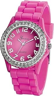 Avaner Women's Silicone Rhinestones Watches Analog Quartz Silicone Strap Bling Wristwatch