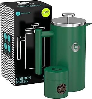 Coffee Gator Cafetiere - French Press Coffee Maker - 1 Litre, Double-Wall Insulated Stainless Steel Brewer - Hotter for Longer – Green