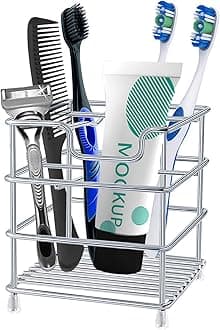 Toothbrush Holders for Bathrooms Stainless Steel Rustproof Toothbrush and Toothpaste Holder Organizer Tooth Brush Storage Stand