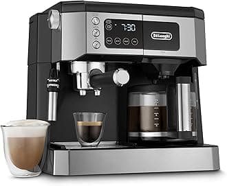 De'Longhi UPGRADED All-in-One Combination Coffee Maker & Espresso Machine + Advanced Adjustable Milk Frother for Cappuccino & Latte + Glass Coffee Pot 10-Cup, COM532M black