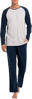 d&a Men's Comfort Modal Cotton Long Raglan Sleeve Pajama Set