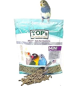 TOP's Parrot Food Mini Pellets Bird Food for Budgies, Cockatiels, Parrotlets, Lovebirds, Parakeets - Non-GMO, Peanut Soy & Corn Free, USDA Organic Certified - 4LBS