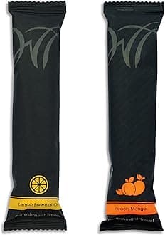 White Towel Services 8" x 8" inch Moist Cotton Towel Individually Wrapped - Lemon and Peach-Mango (Case of 100) *