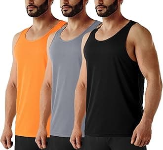 URBEST Men's Neon Workout Sleeveless Shirts Quick Dry Swim Beach Muscle Gym Running Athletic Tank Top