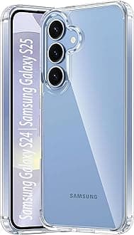 Compatible for Samsung Galaxy S24 | Samsung Galaxy S25 Case: Military Grade Drop Protection Anti Yellowing Cell Phone Cover - Rugged Shockproof Protective Bumper Transparent Cases(Clear)