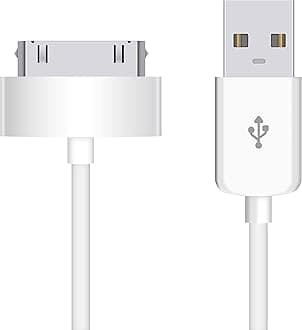 USB Sync and Charging Data Cable for iPhone 4/4s, iPhone 3G/3GS, iPad 1/2/3, iPod, 30-Pin Cables Charger Lead - 1M White