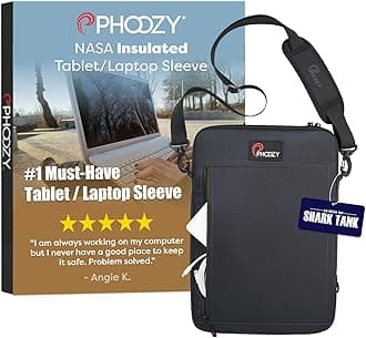PHOOZY Insulated Thermal Sleeve for Laptops, iPads, MacBooks & Similar Sized Tablets or Laptops up to 16" - Patented NASA Thermal Technology Extends Battery Life in The Cold (Black)