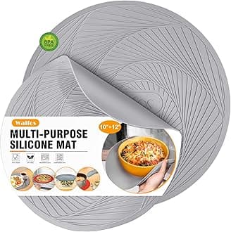 Walfos Silicone Microwave Mats, Heat Resistant Multi-Purpose Microwave Trivet Mat, Non-Slip Hot Pads, BPA Free Silicone Mats for Microwave, Oven, Hot Pan, Pot (Grey)