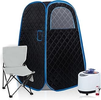 Foldable Portable Steam Sauna, Personal Sauna Tent for Home SPA with 1000w 2.2L Steamer, Folding Chair, Remote Control, Black