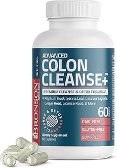 Advanced Colon Cleanse Premium Cleanse & Detox Formula with Psyllium Husk, Senna Leaf, Cascara Sagrada, Ginger Root, Licorice Root & More, Non-GMO, 60 Capsules