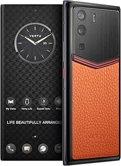 METAVERTU Web 3.0 Calfskin 5G Phone, Unlocked Android Smartphone, Secure Encrypted, Double Systems, 64MP Camera, 144Hz AMOLED Curved Display, Dual SIM, Fast Charge (Enameled, Orange, 12G+512G)