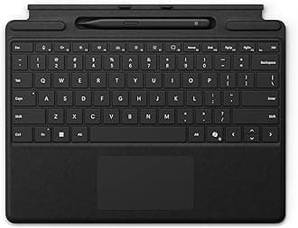 Surface Pro Keyboard with Pen Storage, Compatible with Copilot+ (11th Edition), Surface 9 and 8, Alcantara Material, Black