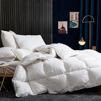 Luxury King Size Duvet 9 Tog Goose Feathers Down Duvet｜600TC Breathable 100% Cotton Cover & Down Proof Fabric｜Hotel Quality King Quilt with 8 Corner Tabs｜All Season & Machine Washable