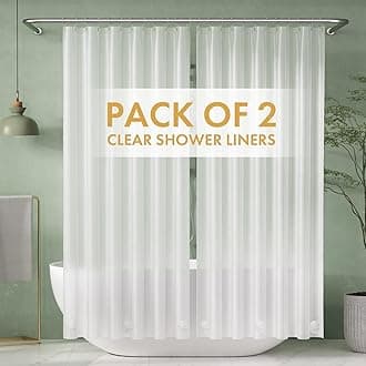 AmazerBath 2 Pack Shower Curtain Liners, PEVA 3G Shower Curtains with Heavy Duty Stones and Rust-Resistant Grommet Holes, Waterproof Lightweight Plastic Liners Without Funky Smell 72"W*72"H Blue