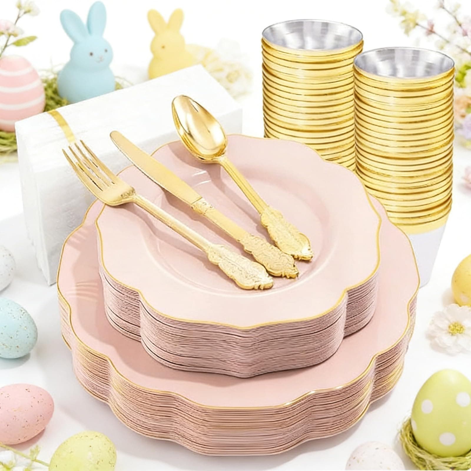pink plastic dinnerware
