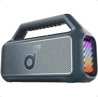 Soundcore Boom 2 Outdoor Speaker, 80W, Subwoofer, BassUp 2.0, 24H Playtime, IPX7 Waterproof, Floatable, RGB Lights, USB-C, Custom EQ, Bluetooth 5.3, Portable for Outdoors, Camping, Beach (Renewed)